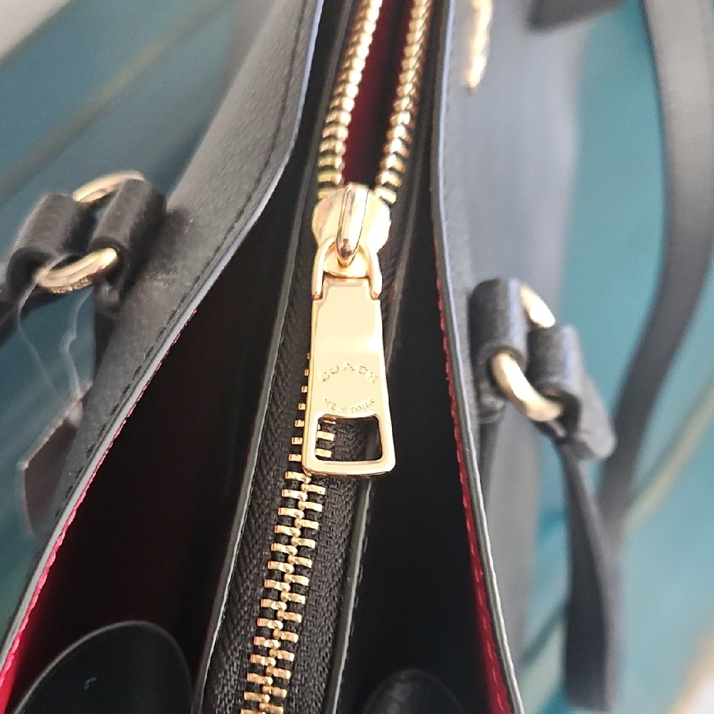 Coach Tatum Black and Red Tote Bag - Picture 6 of 15